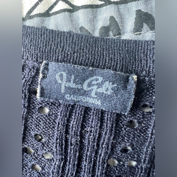 John Galt Womens Navy Blue Long Sleeve Knit Cardigan Cottagecore Sweater Small - Picture 4 of 6